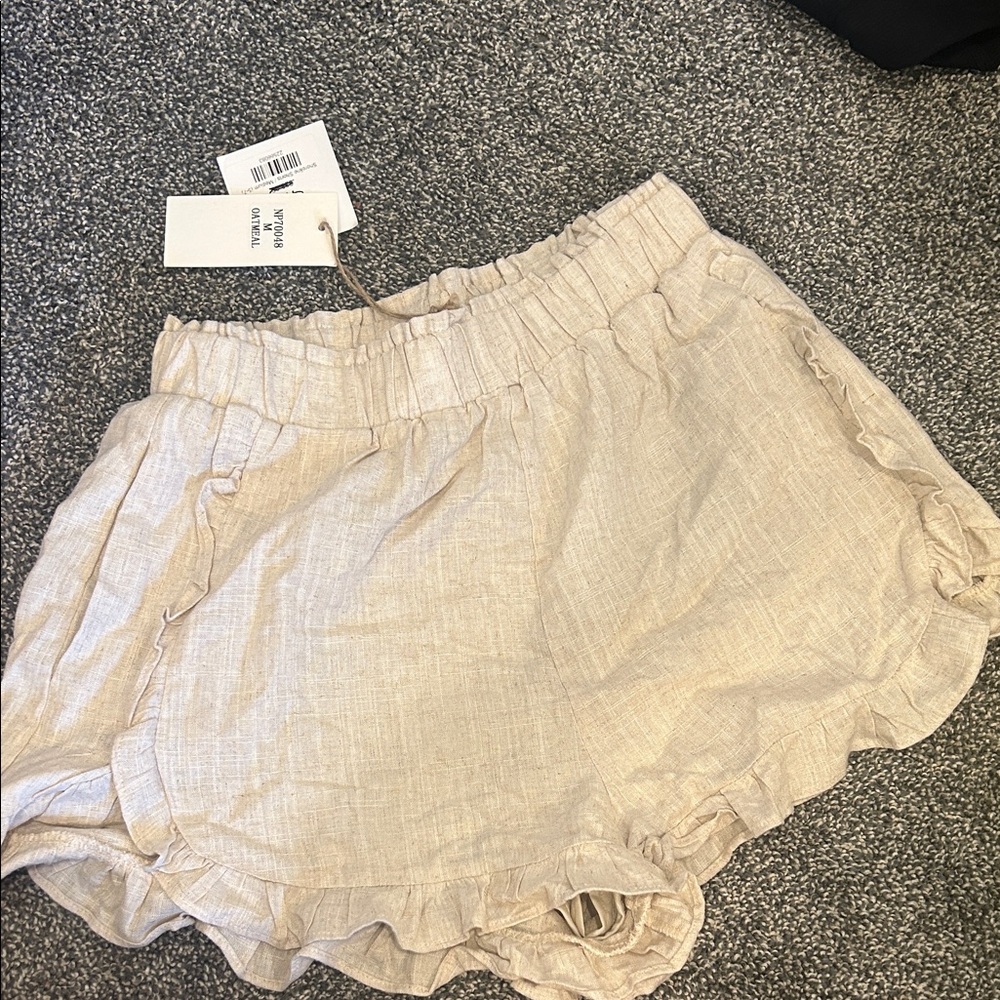 High Waist Cream Ruffle Shorts